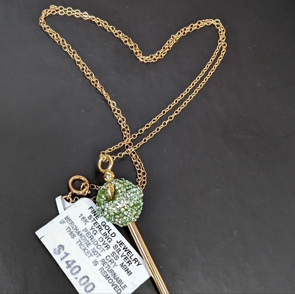 18k over sterling Peridot Lollipop Necklace - Picture 3 of 3
